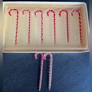 Pottery Barn Red and White l Candy Holiday Drink Picks Cocktail Stirrers